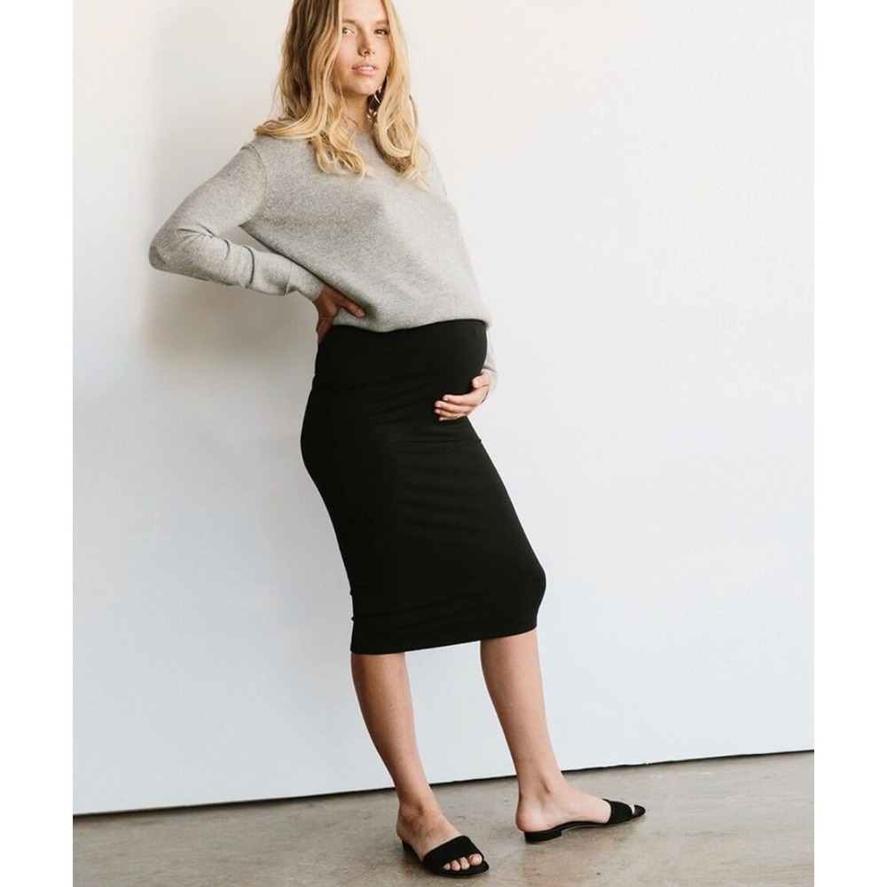 STORQ Maternity Pencil Skirt Black Modal Spandex Women's Size 2 US Small Stretch